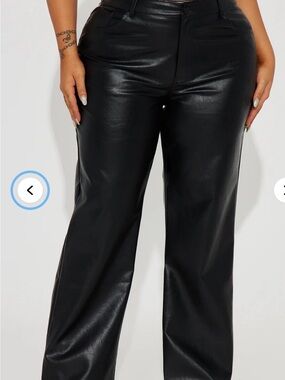 Fashion nova Women’s High-Rise Faux Leather Straight-Leg Pants - Black